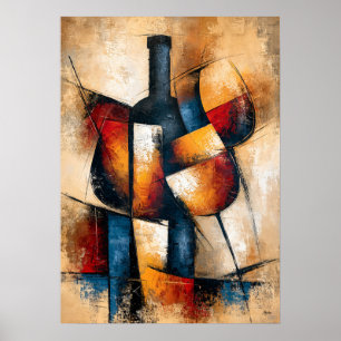 Kanpai Wine Forms Japanese Geometric Abstract Poster