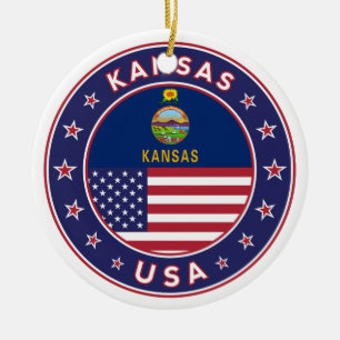 Kansa, Kansas sticker, bag, clock, phone case Ceramic Ornament