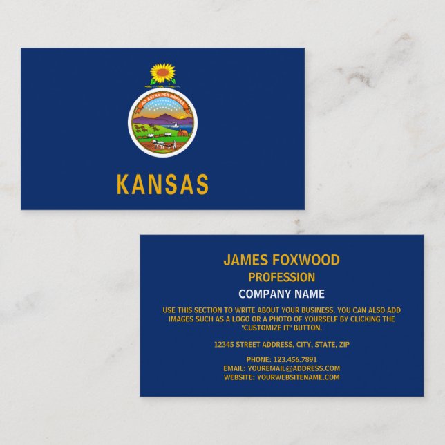 Kansan Flag, Flag of Kansas Business Card (Front/Back)