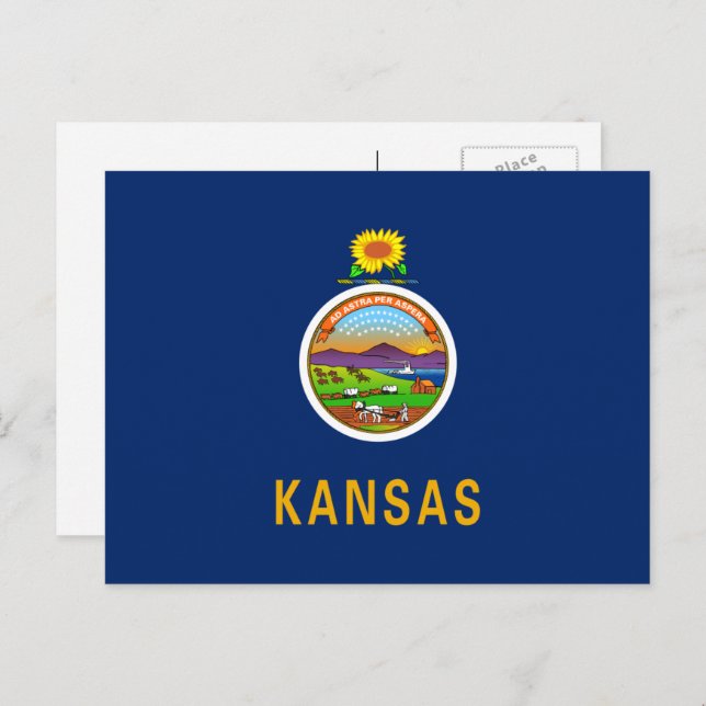 Kansan Flag, Flag of Kansas Postcard (Front/Back)