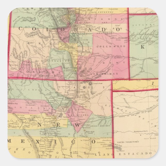 Kansas, and Arizona, Colorado, New Mexico, Utah Square Sticker (Front)