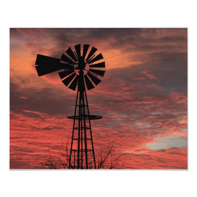 Kansas Christmas EVE 2021 Windmill Sunset  Photo Print (Front)