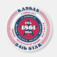 Kansas Circle Typography Souvenir Magnet