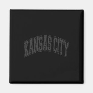Kansas City Arched Text Black With Black Print Magnet