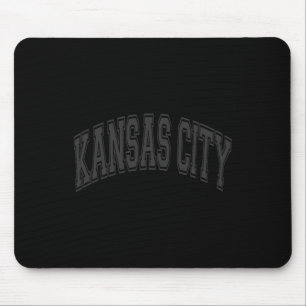 Kansas City Arched Text Black With Black Print Mouse Pad