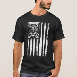 Kansas City Baseball American Flag Missouri Skylin T-Shirt