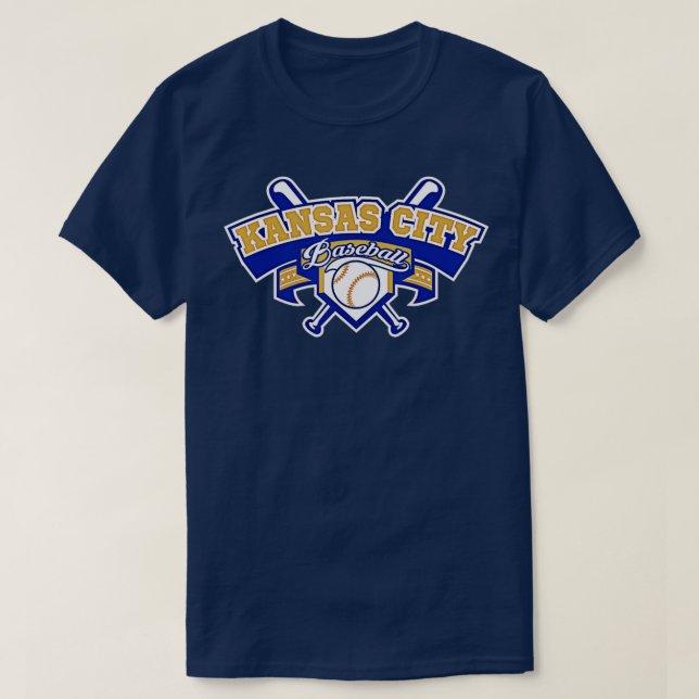 Kansas City Baseball Home Plate  Bat Script Gameda T-Shirt (Design Front)