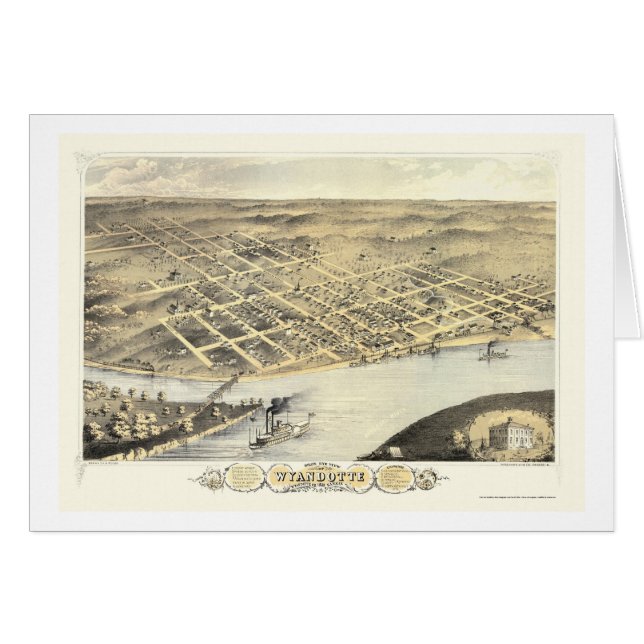 Kansas City, KS Panoramic Map - 1869 (Front Horizontal)