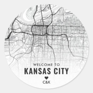 Kansas City Map   Wedding Welcome Classic Round Sticker