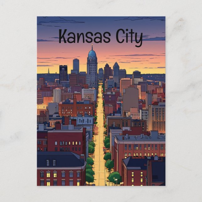 Kansas City Missouri anime style Postcard (Front)