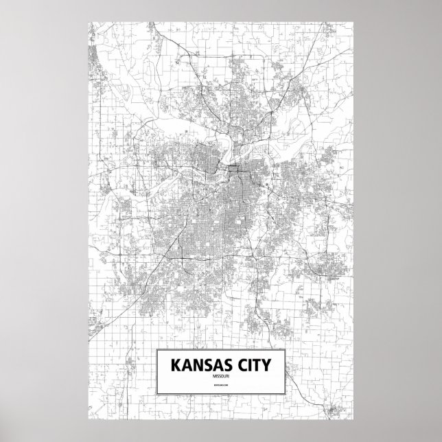 Kansas City, Missouri (black on white) Poster (Front)