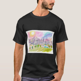 Kansas City Missouri Cityscape and Skyline in Wate T-Shirt