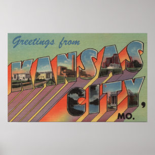 Kansas City, Missouri - Large Letter Scenes Poster