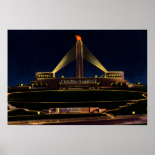 Kansas City Missouri Liberty Memorial by Night Poster