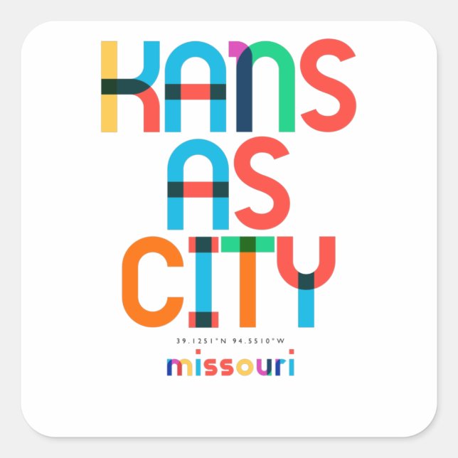 Kansas City Missouri Mid Century, Pop Art, Square Sticker (Front)
