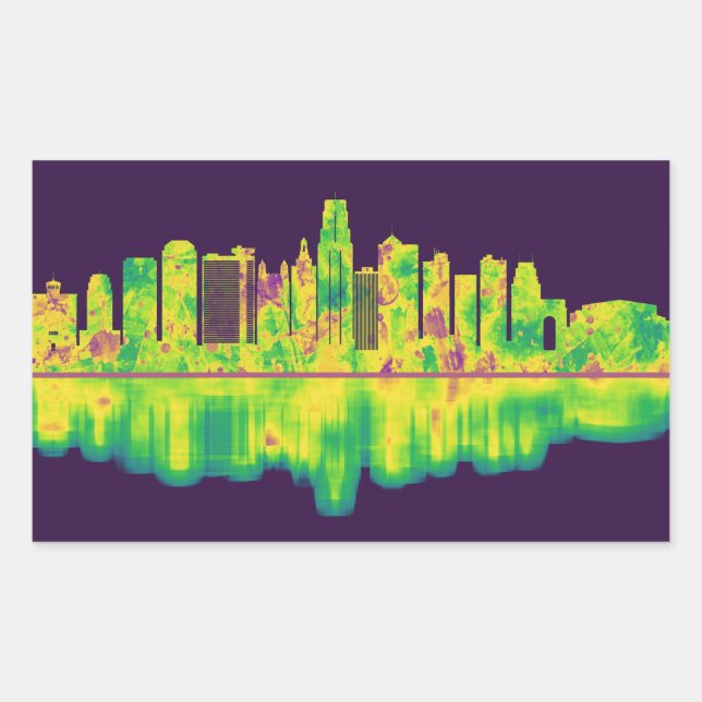 Kansas City Missouri Skyline Rectangular Sticker (Front)