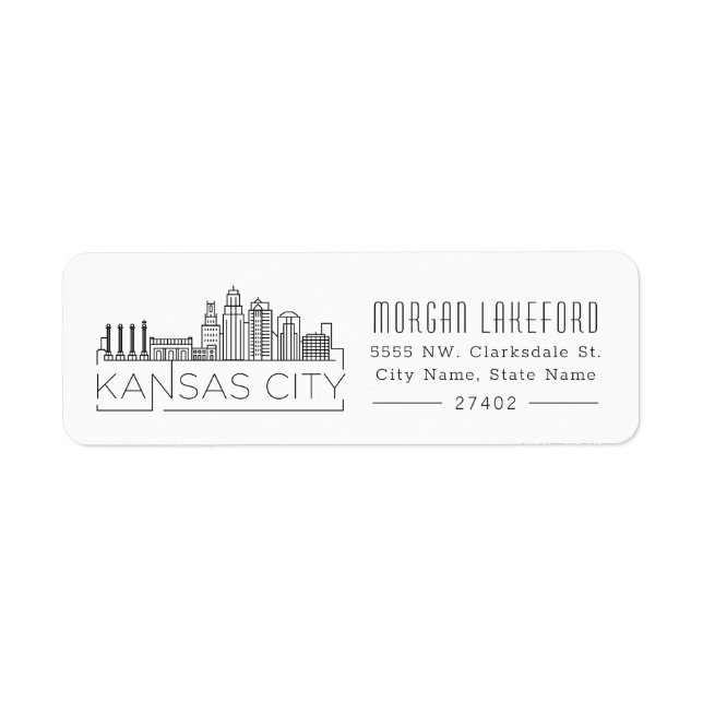 Kansas City, Missouri Stylised Skyline | Return Address Label (Front)