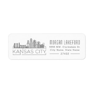 Kansas City, Missouri Stylized Skyline Return Address Label