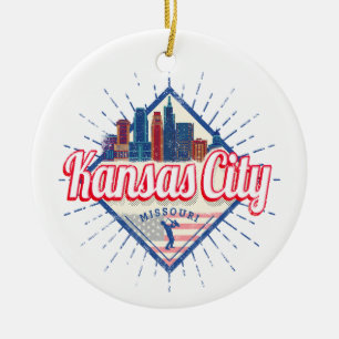 Kansas City Missouri United States Skyline Vintage Ceramic Ornament