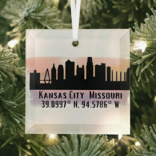 Kansas City MO City Skyline Glass Ornament