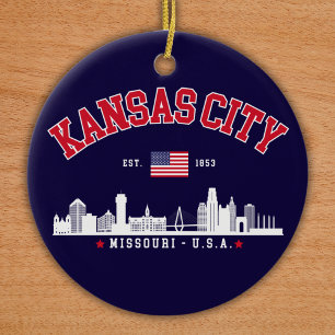 Kansas City Modern Skyline Souvenir Ceramic Ornament