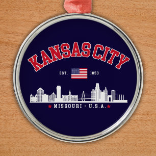 Kansas City Modern Skyline Souvenir Metal Ornament