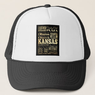 Kansas City of Missouri State Typography Art Trucker Hat
