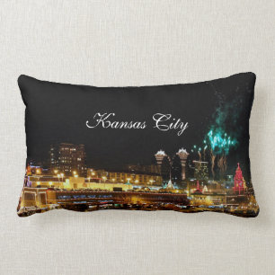 Kansas City Plaza Lights, Fireworks Lumbar Cushion