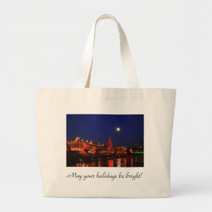 Kansas City Plaza Lights Under a Full Moon Large Tote Bag