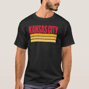 Kansas City Red Yellow Retro Striped Hometown Kans T-Shirt