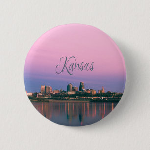 Kansas City Sky Line Sunset 6 Cm Round Badge