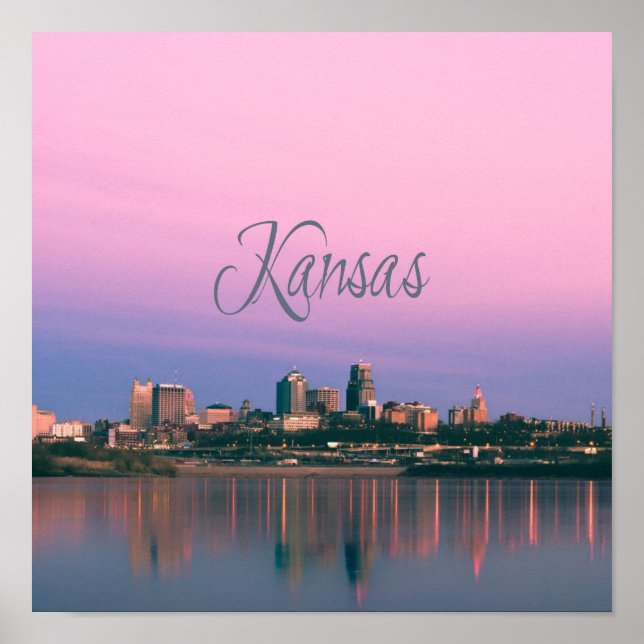 Kansas City Sky Line Sunset Poster (Front)