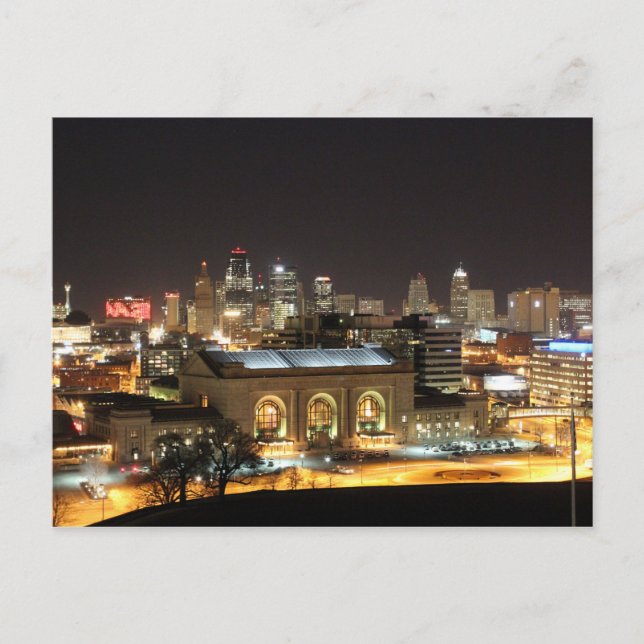 Kansas City Skyline at Night Postcard (Front)