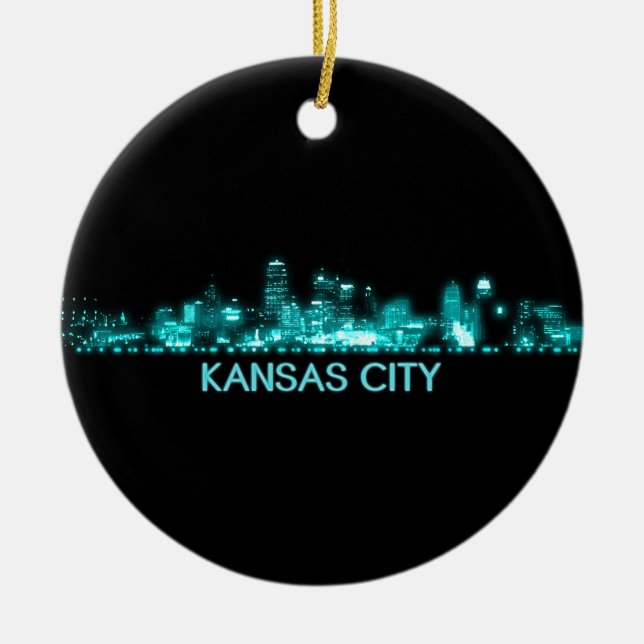Kansas City Skyline Ceramic Ornament (Front)