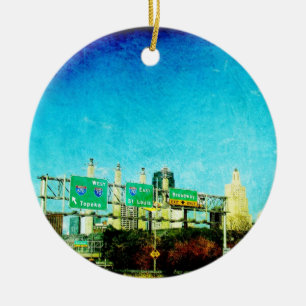 Kansas City Skyline Ceramic Tree Decoration