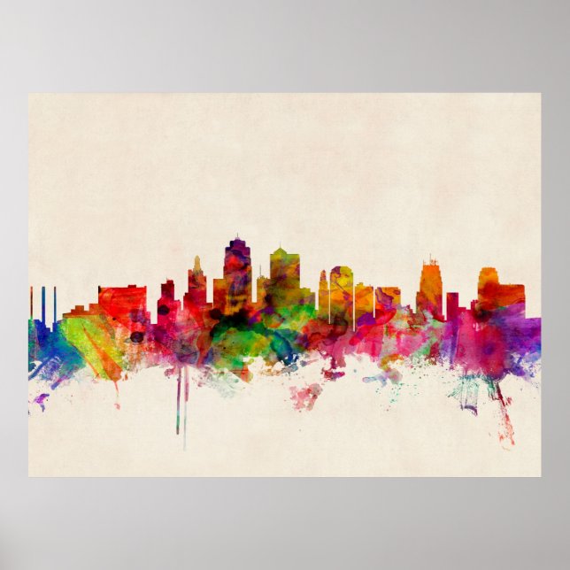 Kansas City Skyline Cityscape Poster (Front)