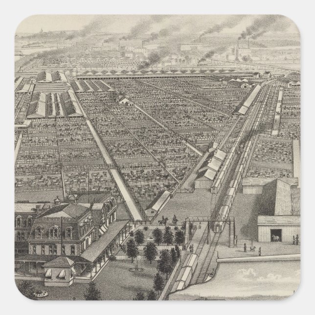 Kansas City Stock Yards, Kansas City, Kansas Square Sticker (Front)