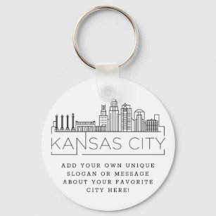 Kansas City Stylised Skyline   Custom Slogan Key Ring