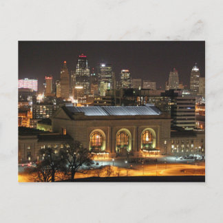 Kansas City Union Station at Night Postcard