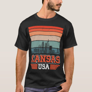 Kansas City USA Retro Vintage Sunset Skyline Kansa T-Shirt