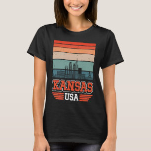 Kansas City USA Retro Vintage Sunset Skyline Kansa T-Shirt
