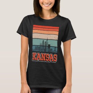 Kansas City USA Retro Vintage Sunset Skyline Kansa T-Shirt