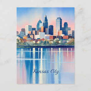 Kansas city watercolor postcard