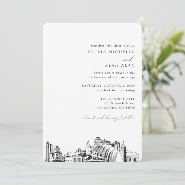 Kansas City Wedding Elegant Skyline Invitation (Standing Front)