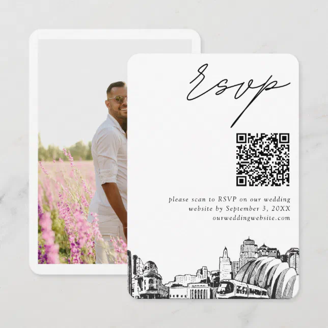 Kansas City Wedding Modern RSVP QR Code Enclosure Card | Zazzle