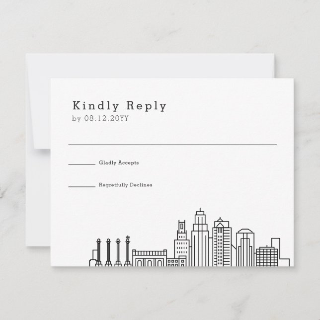 Kansas City Wedding | Stylised Skyline RSVP Card (Front)