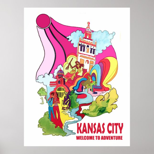 Kansas city, welcome to hippy adventure poster (Front)