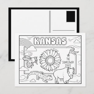 kansas colour me collage postcard