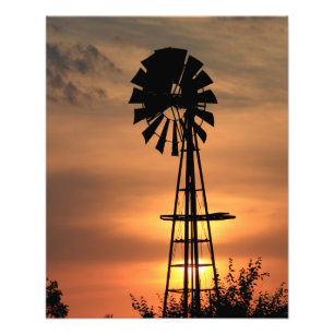 Kansas colourful Sunset with clouds and the Sun  Photo Print