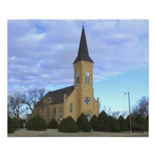 Kansas Country Limestone Church Photo Enlargement